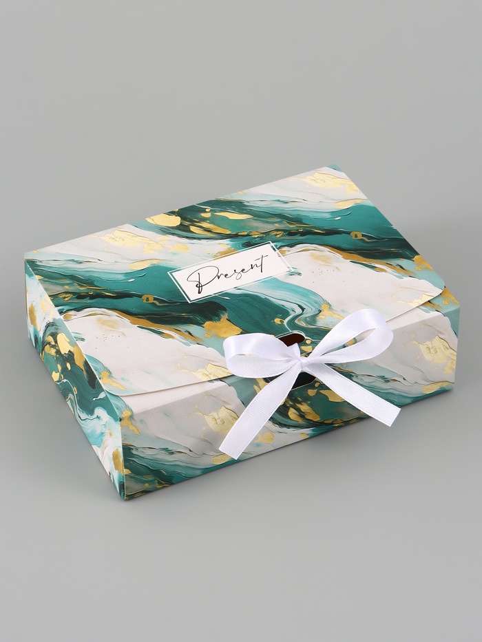 Коробка подарочная самосборная Present, 16.5×12×5 см, с лентой