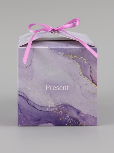 Коробка подарочная самосборная Present, 12×12×12 см, с лентой