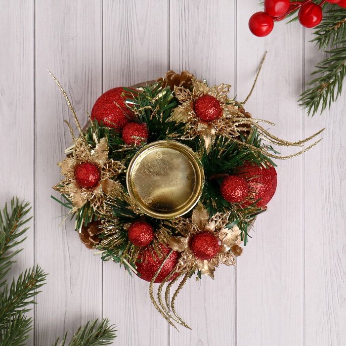 УЦЕНКА Подсвечник на одну свечу "Грациозо" с цветочками, 13 см - Фото 1