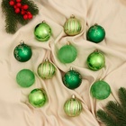 УЦЕНКА Набор шаров пластик d-6 см, 12 шт "Агнет" полосы, зелёный - Фото 1