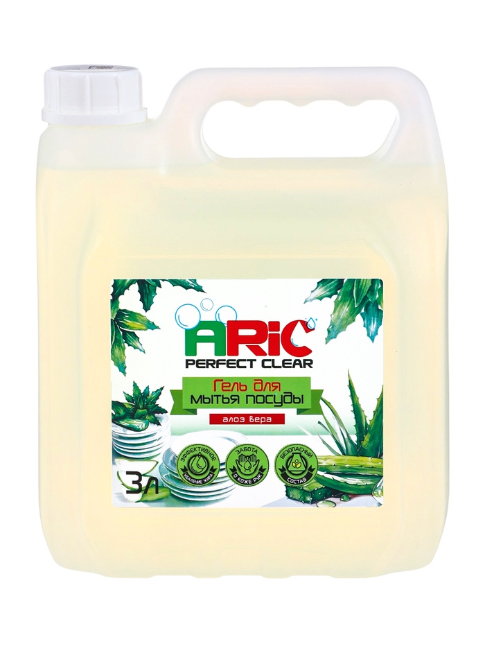 Средство для мытья посуды ARIC «Алоэ Вера», гель, безопасный состав, 3 л - Фото 1