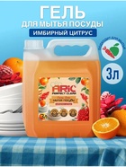 Средство для мытья посуды ARIC «Имбирный цитрус», гель, безопасный состав, 3 л - Фото 1