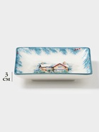 УЦЕНКА Тарелка сервировочная новогодняя Доляна «Зимний вечер», 15×15×3 см, доломит, белая - Фото 2