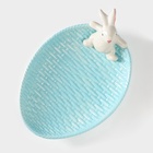 УЦЕНКА Блюдо сервировочное Доляна «Зайка», 26×19.5×10.5 см, доломит, голубой - Фото 5