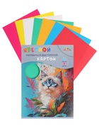 Картон цветной А4 7 листов, 7 цветов «Голубоглазый котенок», мелованный, двухсторонний, в папке - Фото 6