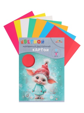 Картон цветн А4 7л 7цв 