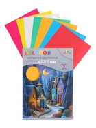 Картон цветной А4 7 листов, 7 цветов «Сказочные домики», мелованный, двухсторонний, в папке - Фото 1