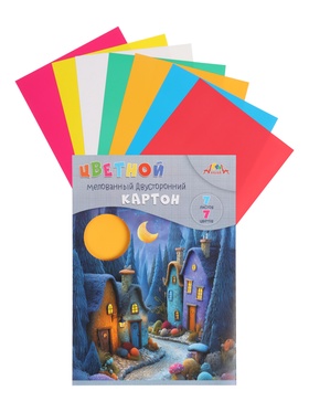 Картон цветн А4 7л 7цв 