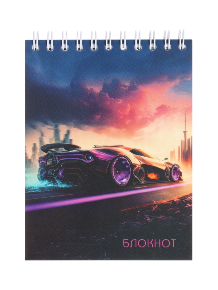 Блокнот на гребне А6 в клетку, 80 листов «Спортивное авто», 60 г/м² - Фото 1