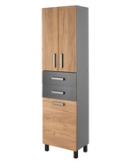 Шкаф – пенал для ванной комнаты «Пронто», с корзиной для белья, 500×330×1850 мм, цвет графит/дуб золотой - Фото 2