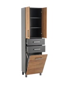 Шкаф – пенал для ванной комнаты «Пронто», с корзиной для белья, 500×330×1850 мм, цвет графит/дуб золотой - Фото 3