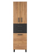 Шкаф – пенал для ванной комнаты «Пронто», с корзиной для белья, 500×330×1850 мм, цвет графит/дуб золотой - Фото 4