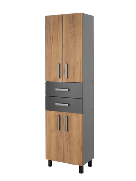 Шкаф - пенал для ванной комнаты «Пронто», с ящиками, 500×330×1850 мм, цвет графит/дуб золотой  (артикул 10976699)  большой выбор товаров оптом и в розницу по низким ценам с доставкой