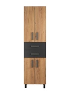 Шкаф – пенал для ванной комнаты «Пронто», с ящиками, 500×330×1850 мм, цвет графит/дуб золотой 10976699