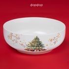УЦЕНКА Салатник новогодний Доляна «Волшебное дерево», 580 мл, 15.5×6 см, фарфор, белый - Фото 2