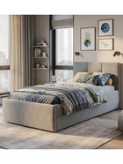 Кровать односпальная, спальное место 900×2000 мм, велюр, цвет серый - Фото 1