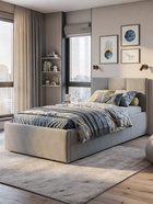 Кровать односпальная, спальное место 900×2000 мм, велюр, цвет серый 11007064