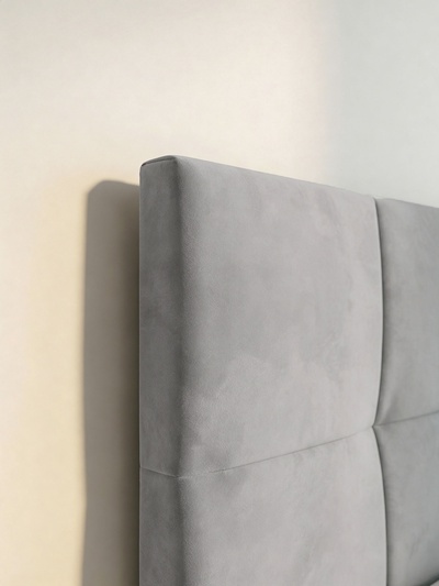 Кровать односпальная, спальное место 900×2000 мм, велюр, цвет серый