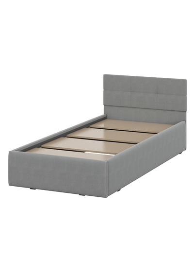 Кровать односпальная, спальное место 900×2000 мм, велюр, цвет серый