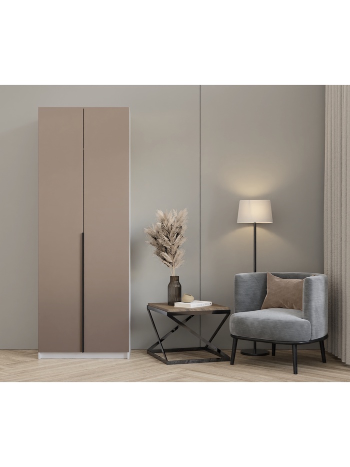 Шкаф прямой двухстворчатый «Хит 0.8», 800×506×2216 мм, цвет белый/мокко - Фото 1