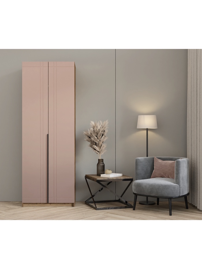 Шкаф прямой двухстворчатый «Вертикаль 0.8», 800×506×2216 мм, цвет дуб вотан/пудра - Фото 1