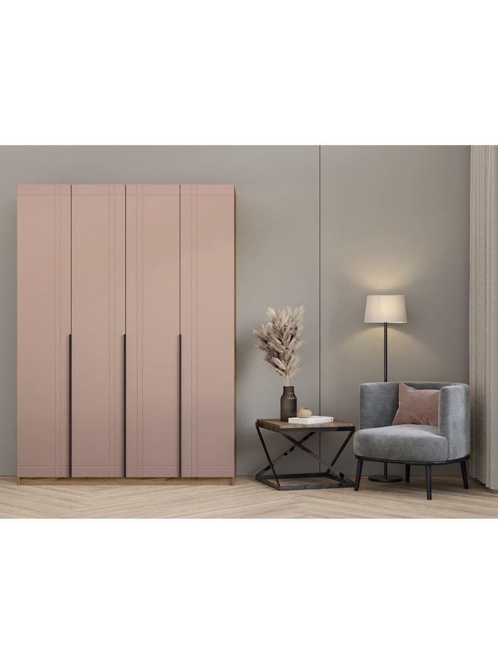 Шкаф прямой четырёхстворчатый «Вертикаль 1.6», 1600×506×2216 мм, цвет дуб вотан/пудра - Фото 1