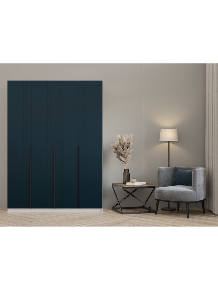 Шкаф прямой четырёхстворчатый «Вертикаль 1.6», 1600×506×2216 мм, цвет белый/зелёно-синий - Фото 1