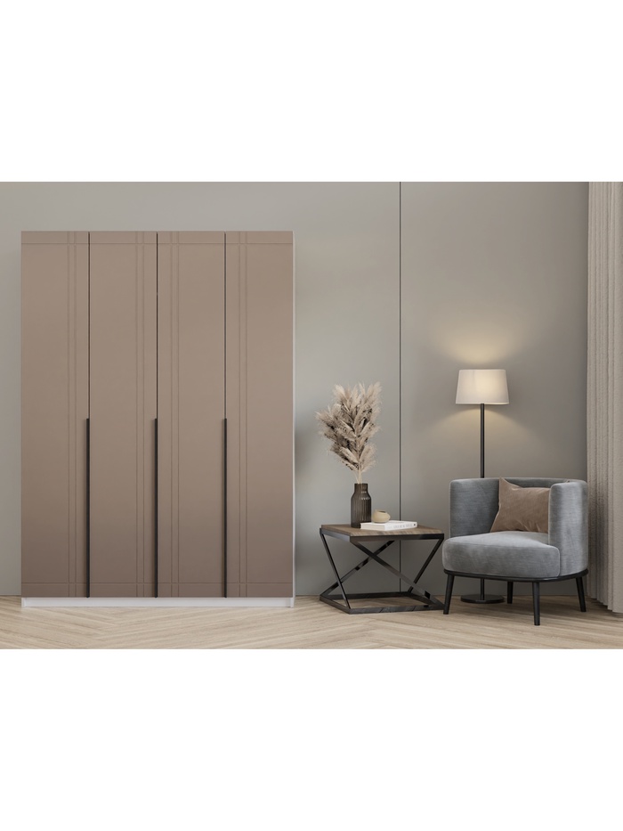 Шкаф прямой четырёхстворчатый «Вертикаль 1.6», 1600×506×2216 мм, цвет белый/мокко - Фото 1