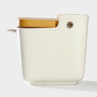 УЦЕНКА Банка для сыпучих продуктов «Эстет. Овощи», 250 мл, 9.5×9.5×9 см, с бамбуковой крышкой, с ложкой, фарфоровая, белая - Фото 3