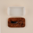 УЦЕНКА Паштетница с ножом и деревяной крышкой SL Home «Южная акация», 650 мл, нож 12.3×3 см, фарфор, белая - Фото 4