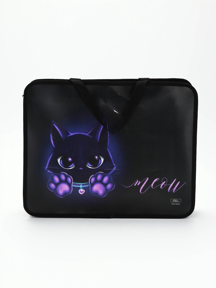 УЦЕНКА Папка с ручками пластик А4 75мм 330*260 ПМ-А4-26 Calligrata дев "Котик" - Фото 1