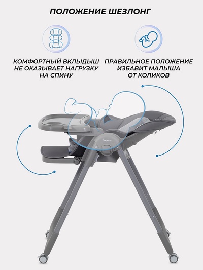 Стульчик для кормления детский, Rant Манго, графит