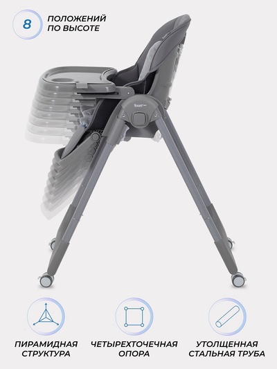 Стульчик для кормления детский, Rant Манго, графит