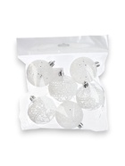 УЦЕНКА Набор шаров пластик d-6 см, 6 шт "Изморозь" кружева, белый - Фото 2