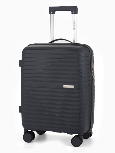 Чемодан на колёсах, 20", РР, кодовый замок, 38×22×56 см, серый