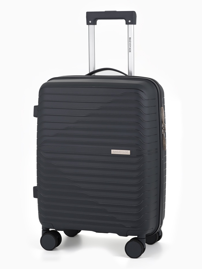 Чемодан на колёсах, 20", РР, кодовый замок, 38×22×56 см, серый