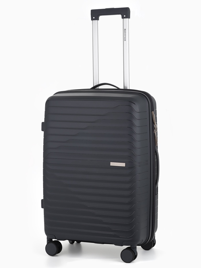 Чемодан на колёсах, 24", РР, кодовый замок, 43×26×66 см, серый