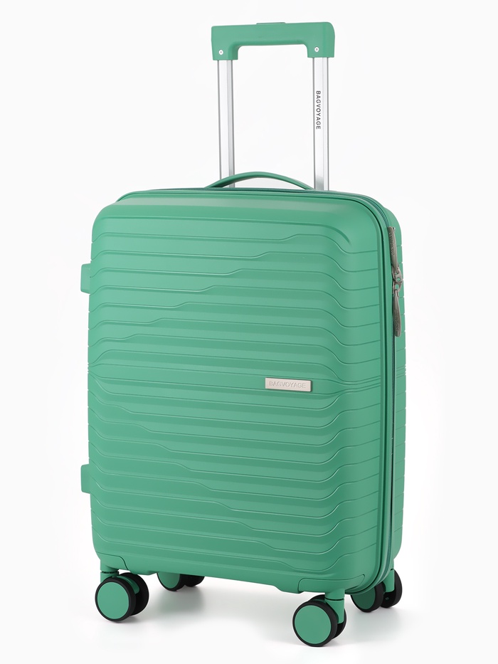 Чемодан на колёсах, 20", РР, кодовый замок, 38×22×56 см, зелёный