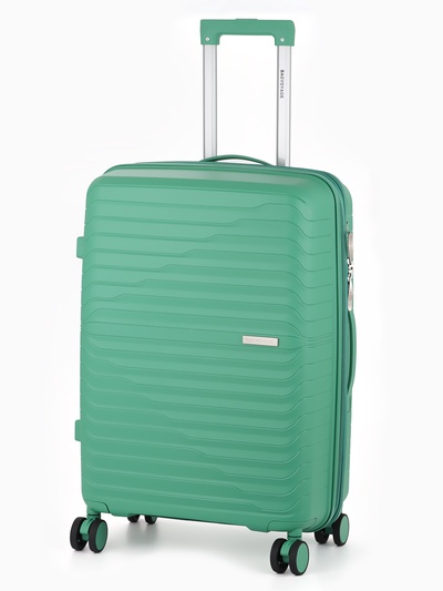 Чемодан на колёсах, 24", РР, кодовый замок, 43×26×66 см, зелёный