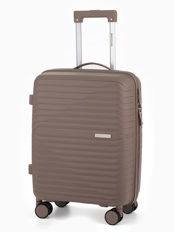 Чемодан на колёсах, 20", РР, кодовый замок, 38×22×56 см, бежевый