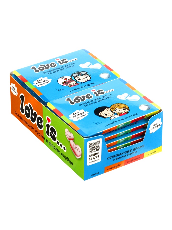 Освежающие конфеты Love is...в форме сердца со вкусом мяты, в блистере и обечайке, 10.8 г - Фото 1