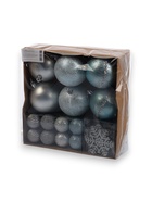 УЦЕНКА Набор украшений пластик 30 шт "Торжество" d- 7 и 3,5 см, снежинка-6,5 см, серебро голубой 9 - Фото 2