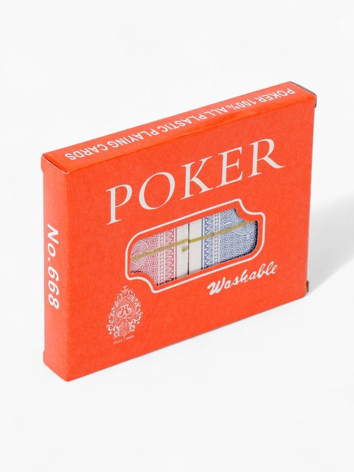 УЦЕНКА Карты игральные пластиковые 54 шт "Покер", 19 мкм, карта 5.5 х 8.5 см, набор 2 колоды 10747 - Фото 1