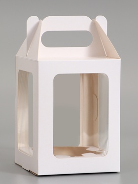 Кондитерская упаковка, коробка с оконом, белая, 13×13×16 см