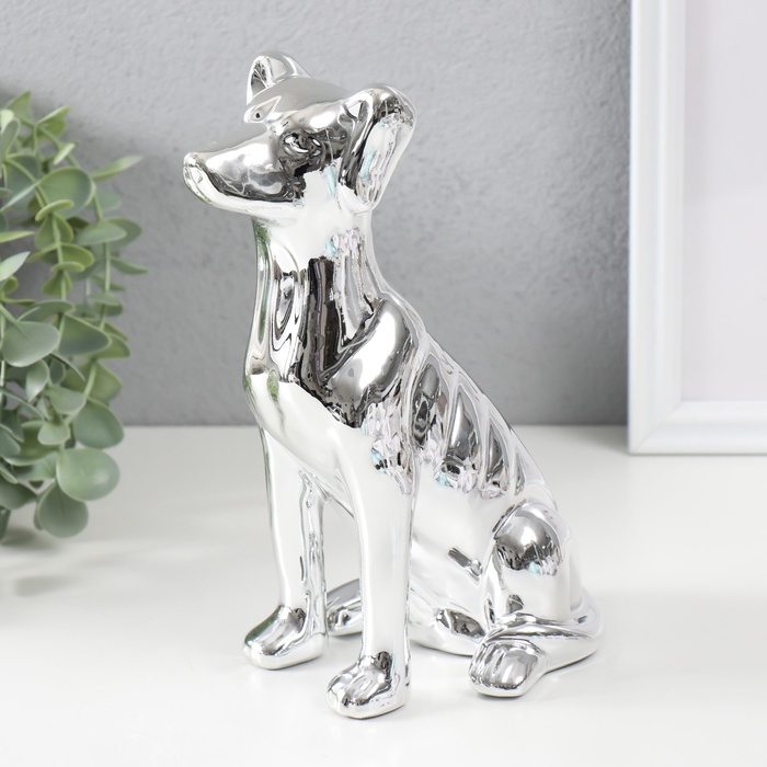 УЦЕНКА Копилка керамика «Пёсик серебристый» 11.5×9.5×20.5 см - Фото 1