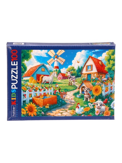 Пазл «Утро на ферме», 23×16.5 см, 100 деталей