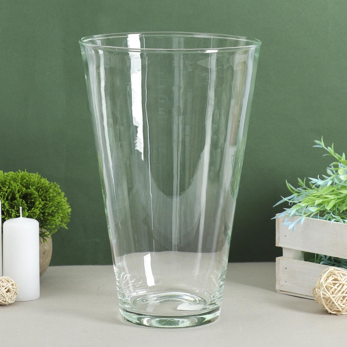 УЦЕНКА Ваза «Коническая» большая d=18.5 см 29×18.5×10 см, 4 л прозрачная - Фото 1