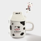 УЦЕНКА Кружка с керамической крышкой и трубочкой «Milk» 350 мл, 12.5×8.5×12.5 см - Фото 1