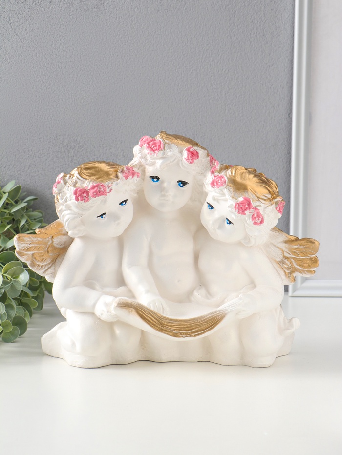 Фигура - подставка для мелочей «Три ангела», белый, 30×23×16 см