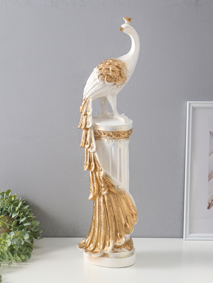 Колонна декоративная «Жар-птица», белый с золотом, 67×16×16 см - Фото 1